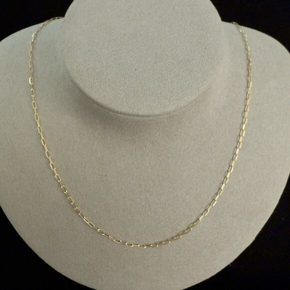Solid 10k Yellow Gold Paper Clip Necklace 20in 1.8mm~NEW - Picture 2 of 9